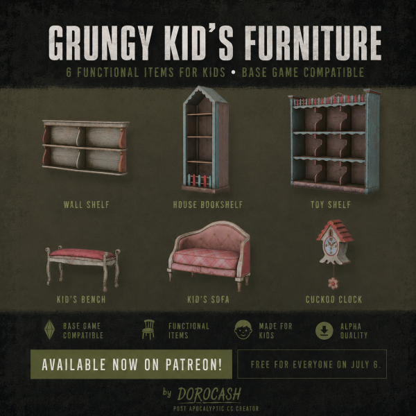 Alpha Grungy Kid's Furniture by simsfinds - The Sims 4 Custom Content