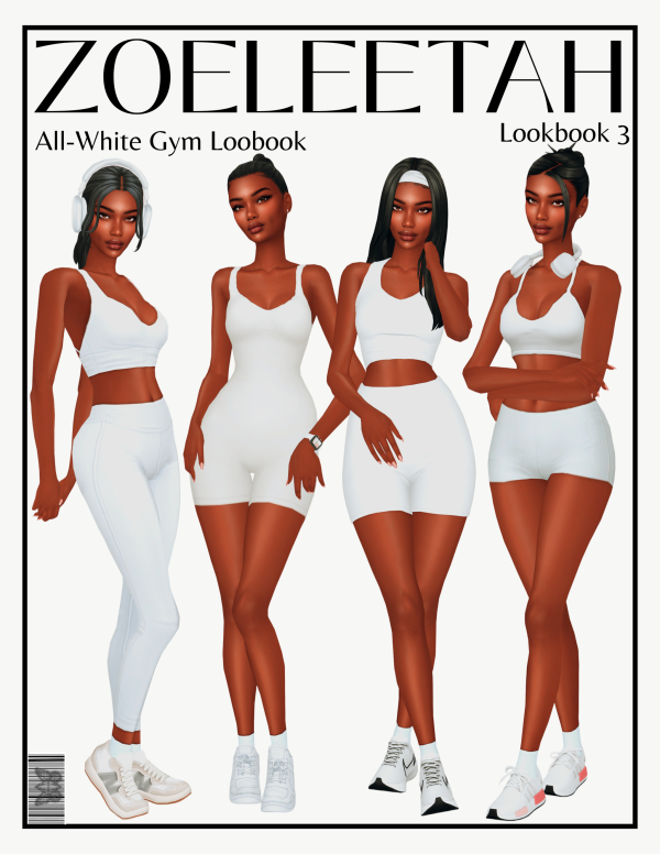 Maxis Match All White Gym Lookbook ZoeLeetah by simsfinds - The Sims 4 Custom Content