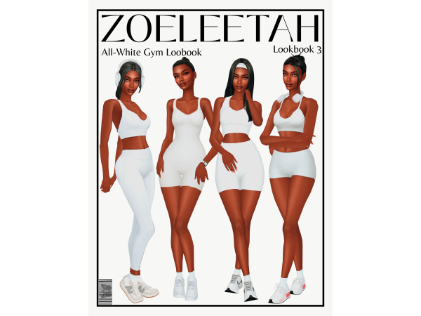 Maxis Match All White Gym Lookbook ZoeLeetah - The Sims 4 Custom Content