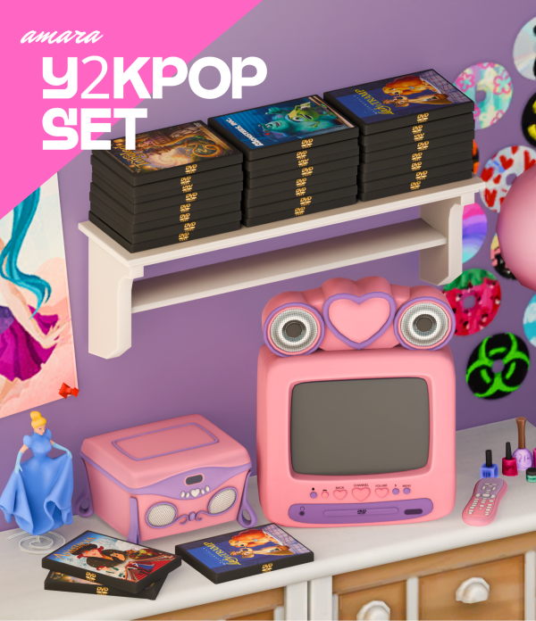 Maxis Match Sims 4 Clutter Y2KPop Set by simsfinds - The Sims 4 Custom Content