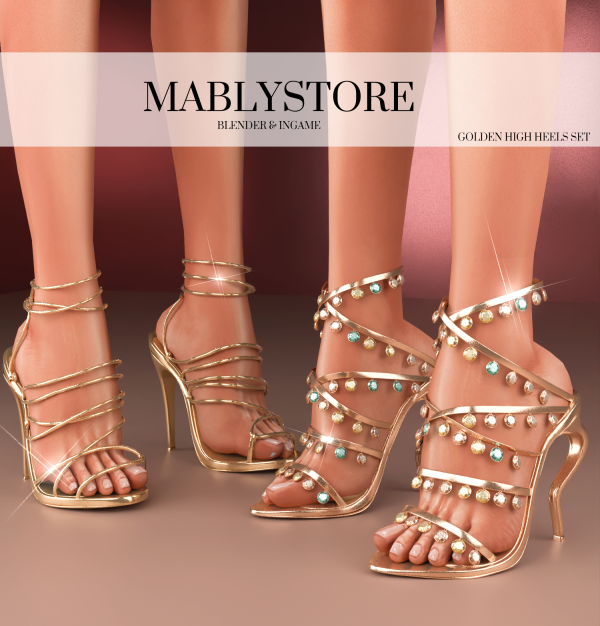 Alpha GOLDEN SET HIGH HEELS by simsfinds - The Sims 4 Custom Content