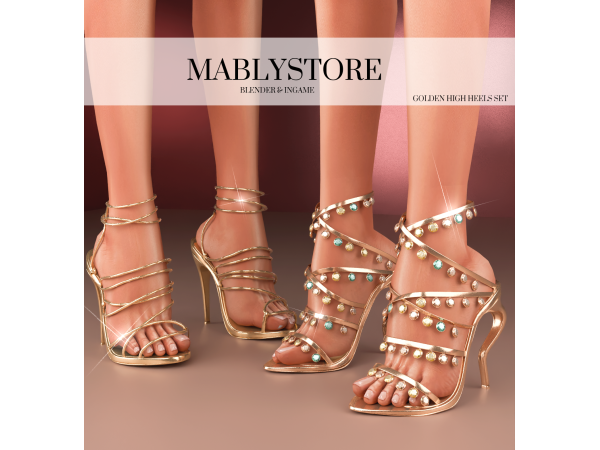 GOLDEN SET HIGH HEELS by mably