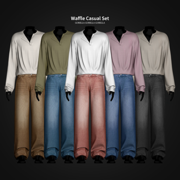 Alpha Waffle Casual Set by simsfinds - The Sims 4 Custom Content