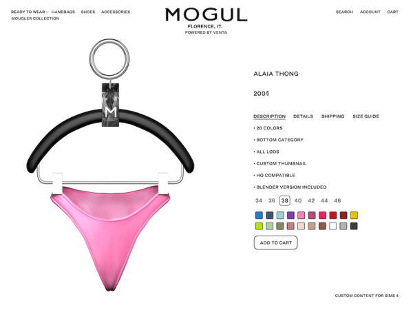 Alpha MOGUL Alaia Thong by VentaStudio - The Sims 4 Custom Content