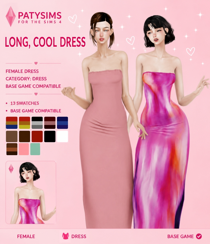 Mix Long cool dress by patysims - The Sims 4 Custom Content
