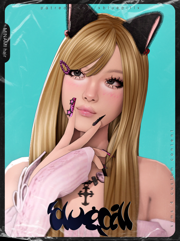 Maxis Match (Bluepill) 2026DROP_50 MINAMI Hair and Accs by simsfinds - The Sims 4 Custom Content