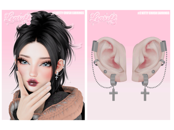 Alpha 2 Earrings Kitty Crush Earrings by Learxfl - The Sims 4 Custom Content