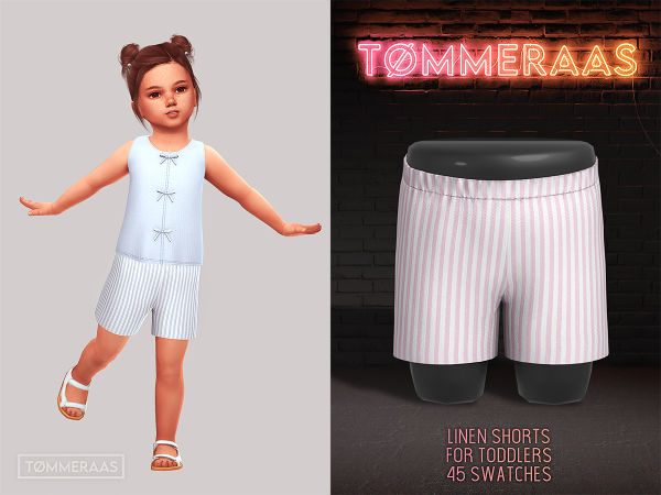 Alpha TØMMERAAS Linen Shorts for Toddlers - The Sims 4 Custom Content