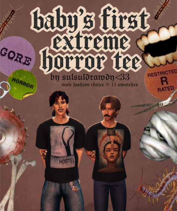 Maxis Match babys first extreme horror tee by simsfinds - The Sims 4 Custom Content
