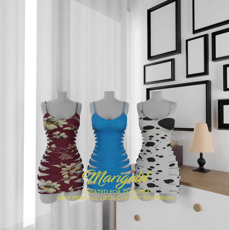 Alpha MARIGOLD TS4_FAYESSA DRESS by marigoldsims - The Sims 4 Custom Content