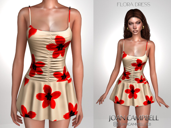 Alpha FLORA DRESS by Joan_Campbell_Beauty_ - The Sims 4 Custom Content