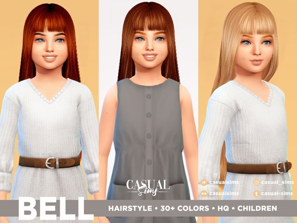 Alpha Bell Hairstyle (WITH Bangs) CHILDREN - The Sims 4 Custom Content