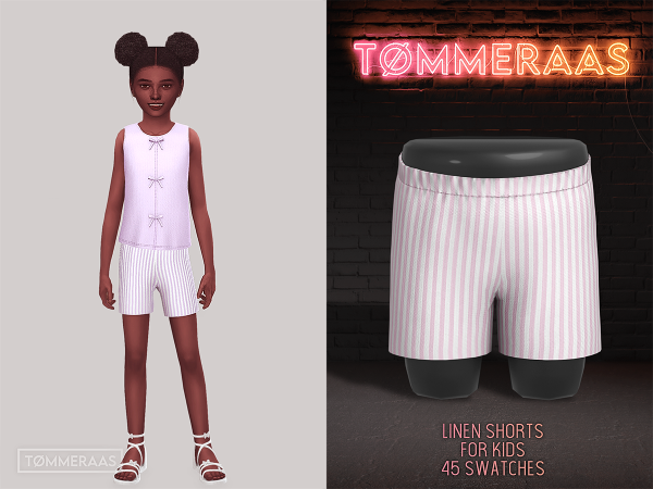 Alpha TØMMERAAS Linen Shorts for Kids - The Sims 4 Custom Content