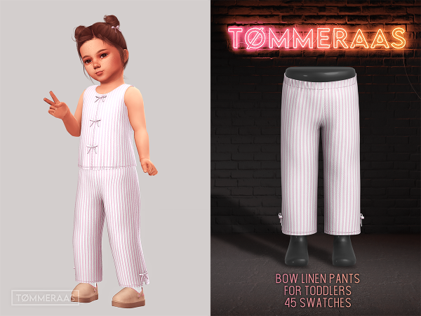 Alpha TØMMERAAS Bow Linen Pants for Toddlers - The Sims 4 Custom Content