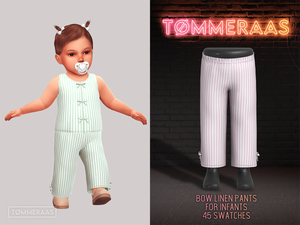 Alpha TØMMERAAS Bow Linen Pants for Infants - The Sims 4 Custom Content