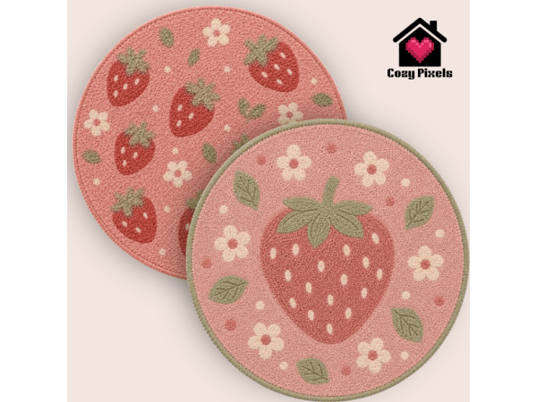 Alpha Sweet Strawberry Rugs by CozyPixels01 - The Sims 4 Custom Content