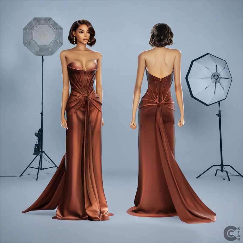 Alpha Sculpted Corset Draped Knot Maxi Gown by cool_content_star - The Sims 4 Custom Content