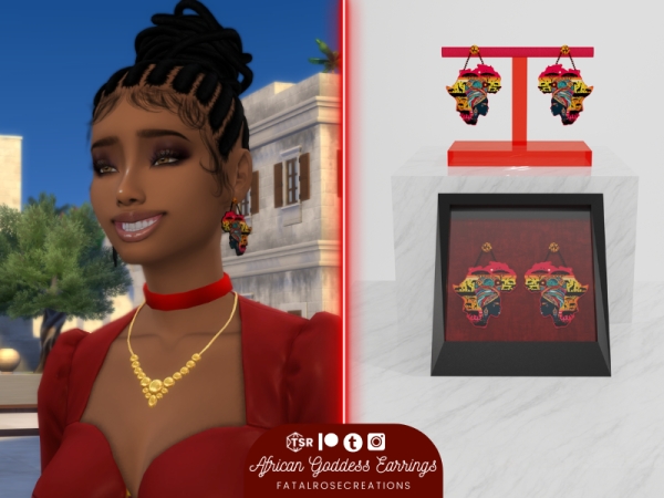 Mix African Goddess Earrings by fatalrosecreations - The Sims 4 Custom Content