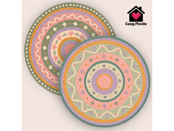 Mix Cottage Weave Rugs by CozyPixels01 - The Sims 4 Custom Content