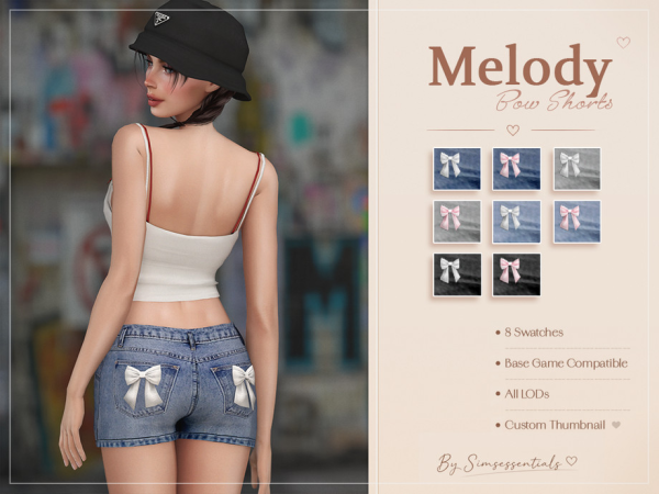 Alpha Melody Bow Shorts by Simsessentials - The Sims 4 Custom Content