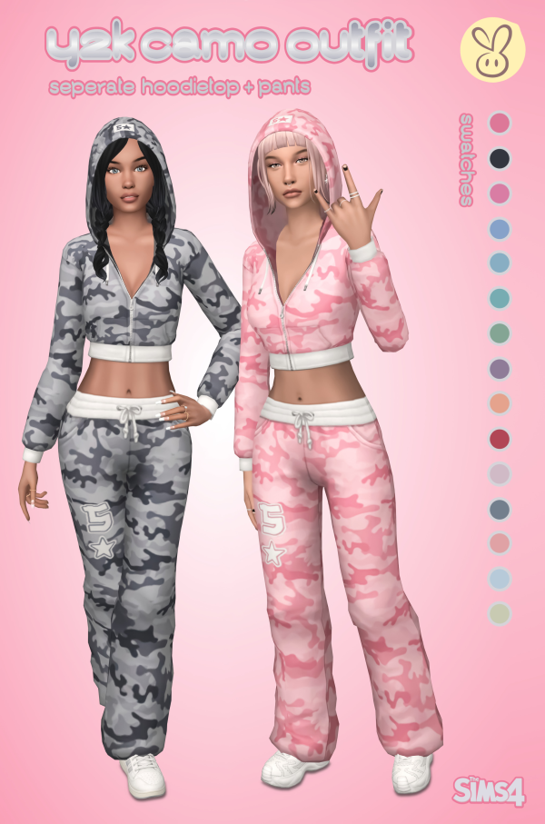 Maxis Match Y2K Camo Outfit by simsfinds - The Sims 4 Custom Content