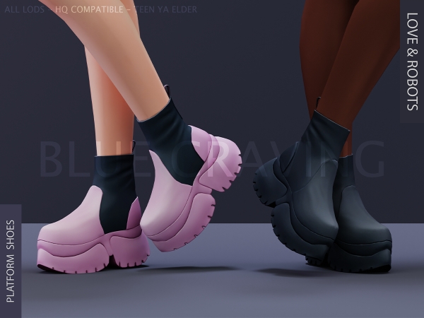 Alpha Blue Craving Platform Shoes by bluecraving - The Sims 4 Custom Content