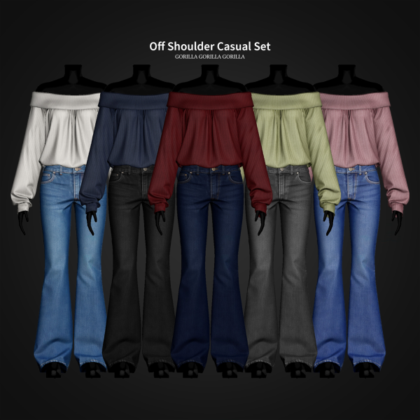 Alpha Off Shoulder Casual Set by simsfinds - The Sims 4 Custom Content