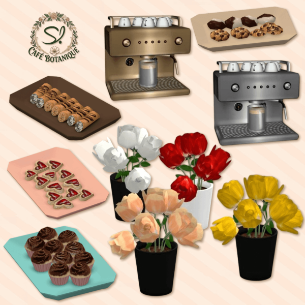 Mix Cafe Botanique Extras by simcredible - The Sims 4 Custom Content