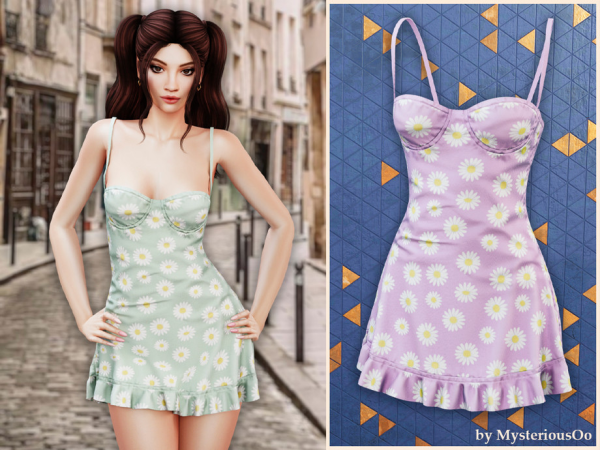 Alpha Daisy daydream dress by MysteriousOo - The Sims 4 Custom Content