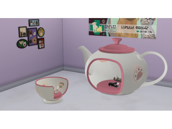 Maxis Match Tea pot and cup Pet bed by Orangalia_73 - The Sims 4 Custom Content