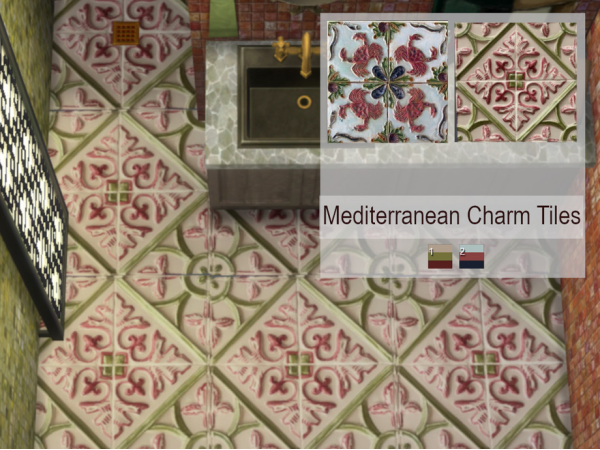 Mix Mediterranean Charm Tiles by thesimsresource - The Sims 4 Custom Content