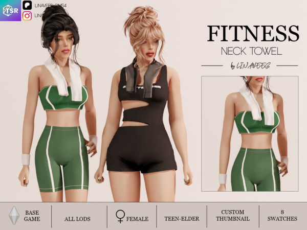 Alpha FITNESS NECK TOWEL by linavees - The Sims 4 Custom Content