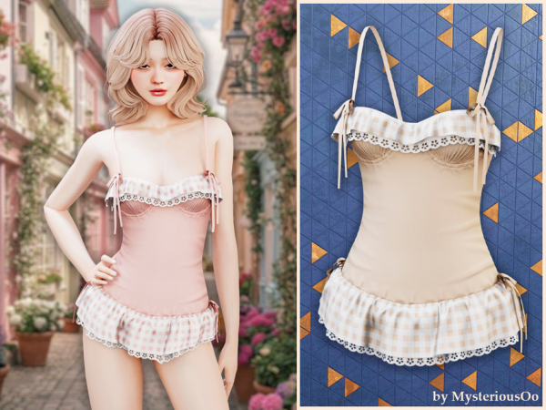 Alpha Picnic charm swimsuit by MysteriousOo - The Sims 4 Custom Content