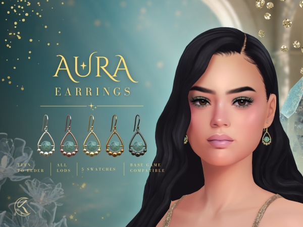 Mix Aura Earrings by katverse - The Sims 4 Custom Content
