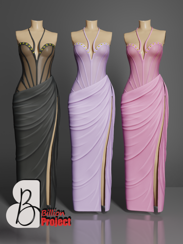 Alpha BillionProject Araha Long Dress by billion_project666 - The Sims 4 Custom Content