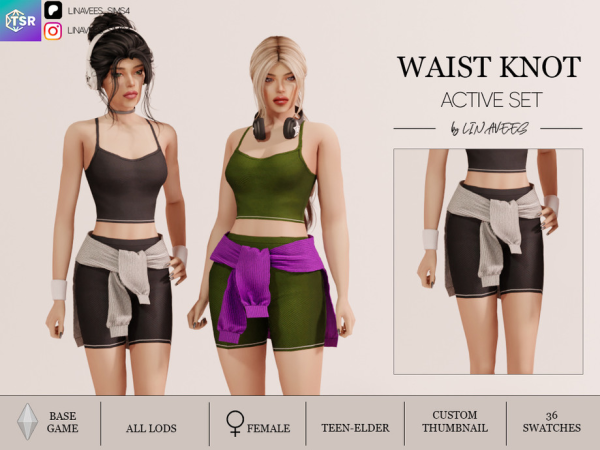 Alpha WAIST KNOT SHORTS by linavees - The Sims 4 Custom Content