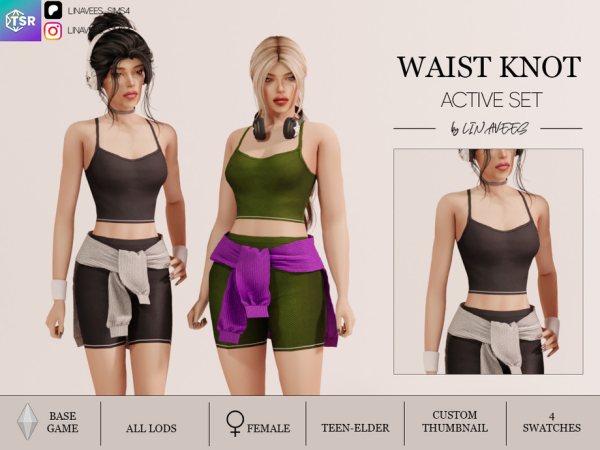 Alpha WAIST KNOT TOP by linavees - The Sims 4 Custom Content