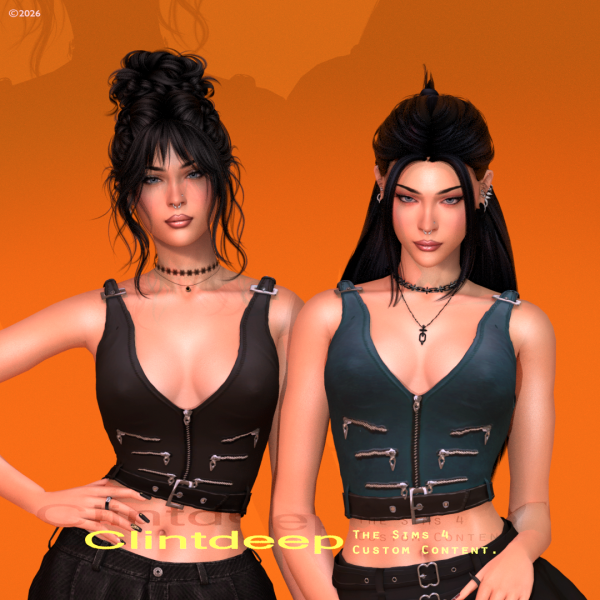 Alpha Clintdeep Emilia Vercase Leather Buckle Crop by clintdeep - The Sims 4 Custom Content