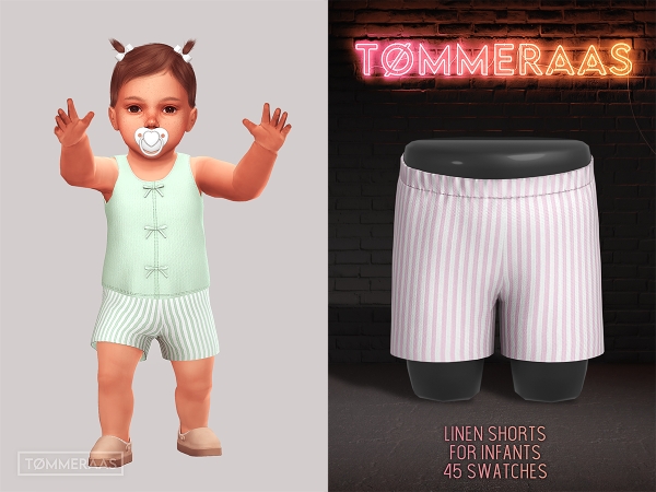 Alpha TØMMERAAS Linen Shorts for Infants - The Sims 4 Custom Content