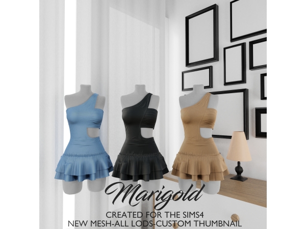 Alpha MARIGOLD TS4_ MENINAVIPLOJA DRESS - The Sims 4 Custom Content