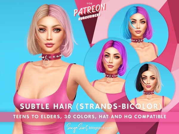 Alpha Subtle Hair BICOLOR VERSION (with floating strands) - The Sims 4 Custom Content