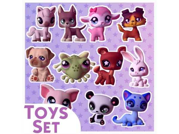 Sims 4 Maxis Match Ambientes CC: LPS Pet Functional Toys Pack | 11 Playable Toys | 21 Swatches