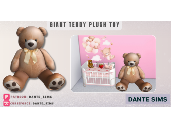 Alpha Giant Teddy Plush toy - The Sims 4 Custom Content