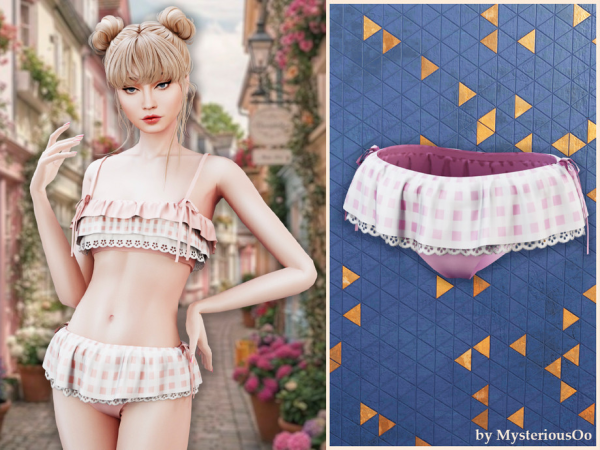 Alpha Picnic charm bikini bottoms by MysteriousOo - The Sims 4 Custom Content