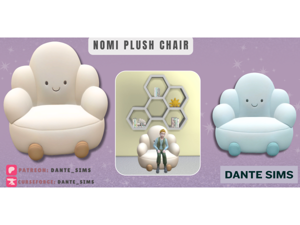 Alpha Nomi plush chair - The Sims 4 Custom Content