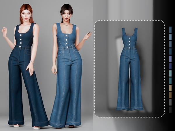 Alpha Savannah denim jumpsuit - The Sims 4 Custom Content