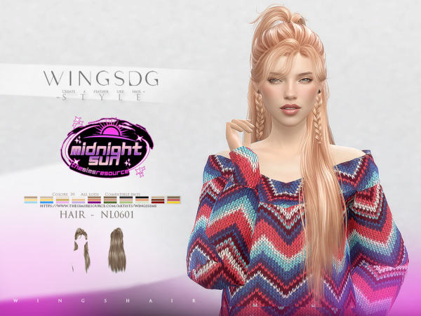 Alpha WINGS HAIR long straight hair by wingssims - The Sims 4 Custom Content