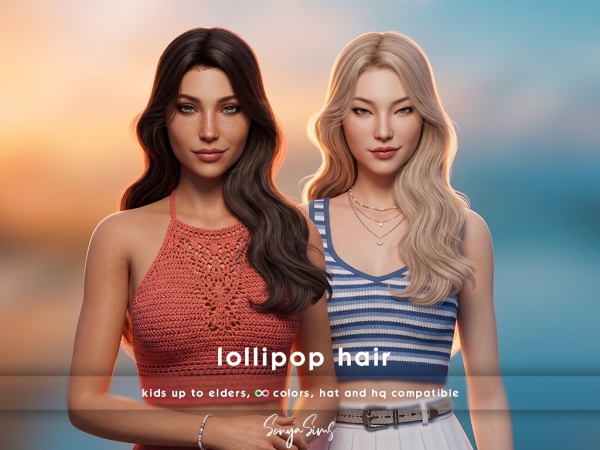 Alpha Lollipop Hair Set - The Sims 4 Custom Content