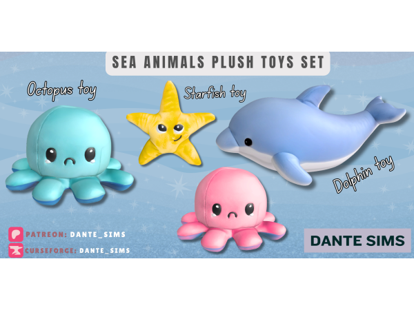 Alpha Sea Animals plush toys set - The Sims 4 Custom Content