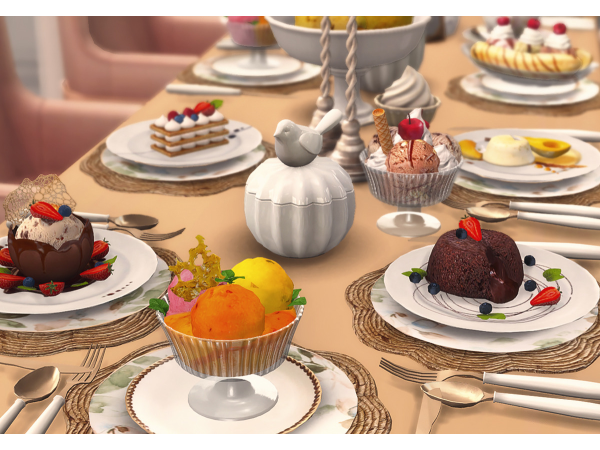 Alpha Restaurant desserts Set 3 by Somik_Severinka - The Sims 4 Custom Content